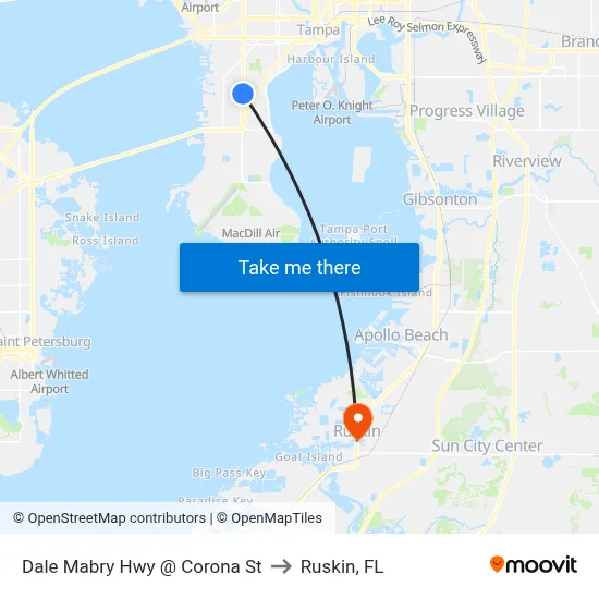 Dale Mabry Hwy @ Corona St to Ruskin, FL map