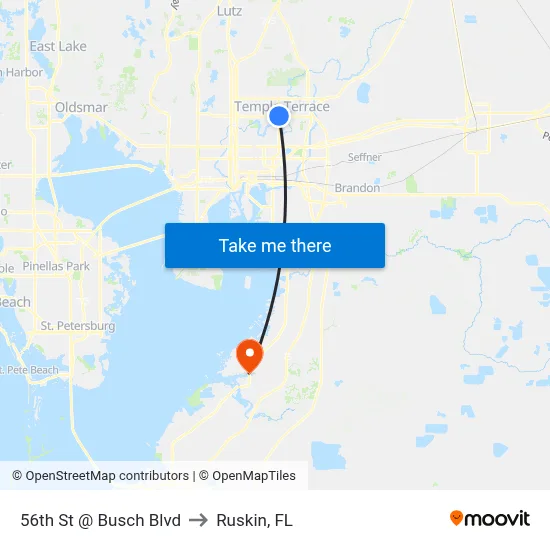 56th St @ Busch Blvd to Ruskin, FL map