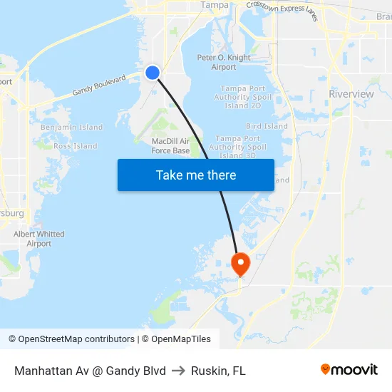 Manhattan Av @ Gandy Blvd to Ruskin, FL map