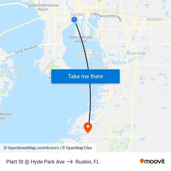 Platt St @ Hyde Park Ave to Ruskin, FL map