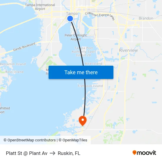 Platt St @ Plant Av to Ruskin, FL map