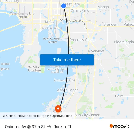 Osborne Av @ 37th St to Ruskin, FL map