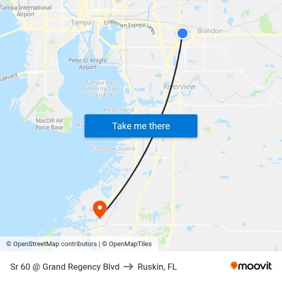 Sr 60 @ Grand Regency Blvd to Ruskin, FL map
