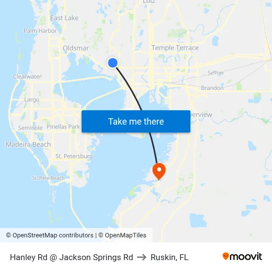 Hanley Rd @ Jackson Springs Rd to Ruskin, FL map