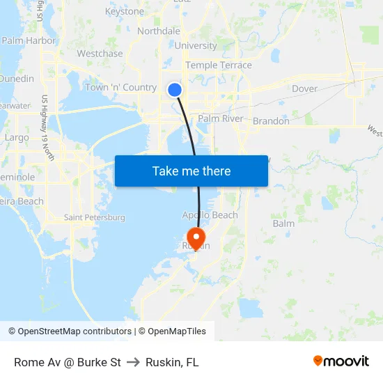 Rome Av @ Burke St to Ruskin, FL map