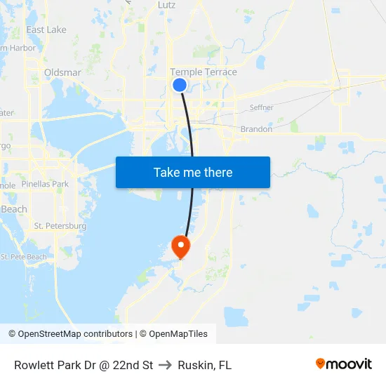 Rowlett Park Dr @ 22nd St to Ruskin, FL map
