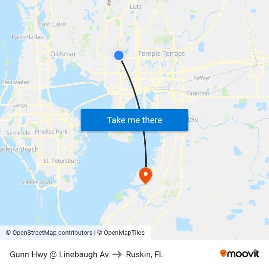 Gunn Hwy @ Linebaugh Av to Ruskin, FL map