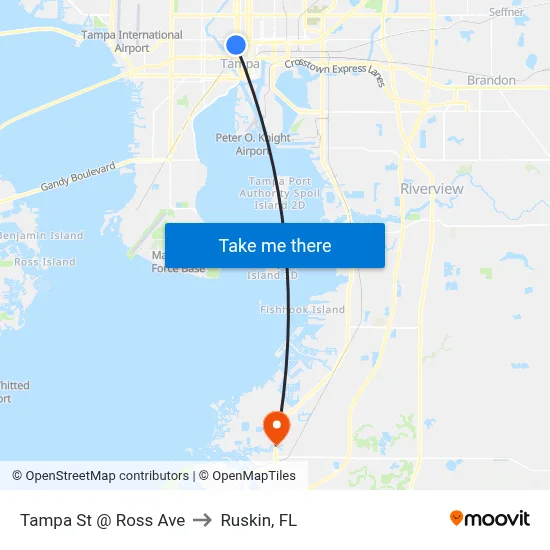 Tampa St @ Ross Ave to Ruskin, FL map
