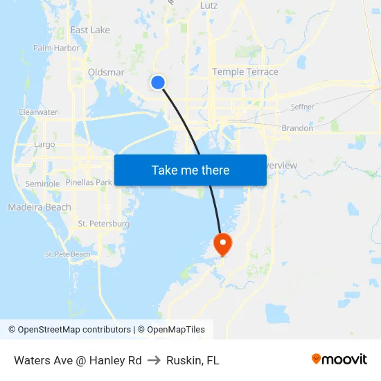 Waters Ave @ Hanley Rd to Ruskin, FL map