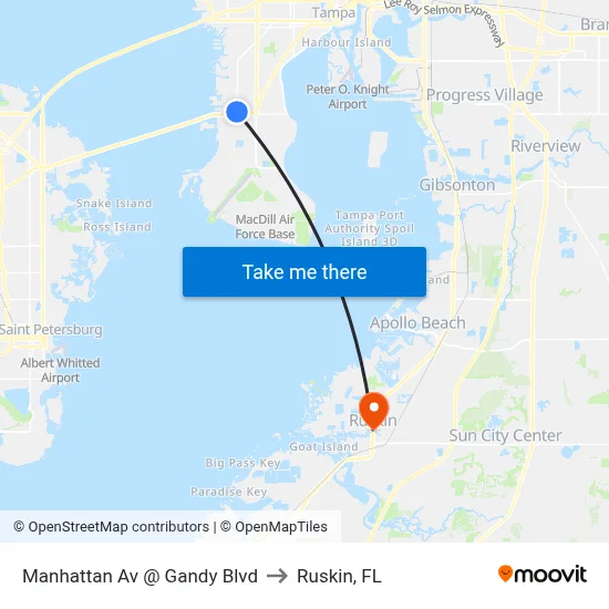 Manhattan Av @ Gandy Blvd to Ruskin, FL map
