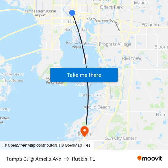 Tampa St @ Amelia Ave to Ruskin, FL map