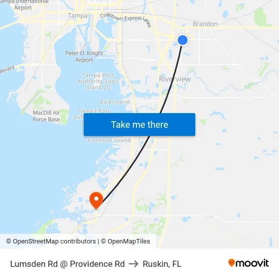 Lumsden Rd @ Providence Rd to Ruskin, FL map