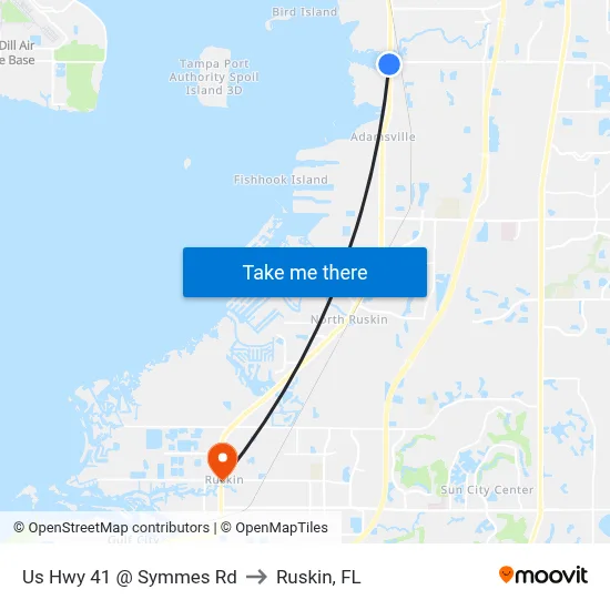Us Hwy 41 @ Symmes Rd to Ruskin, FL map