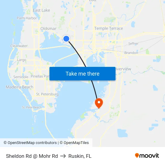 Sheldon Rd @ Mohr Rd to Ruskin, FL map