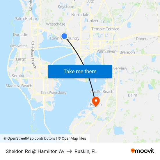Sheldon Rd @ Hamilton Av to Ruskin, FL map