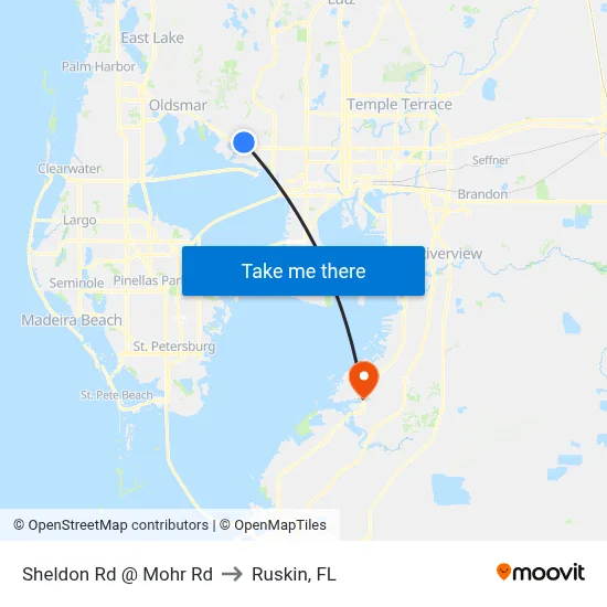 Sheldon Rd @ Mohr Rd to Ruskin, FL map