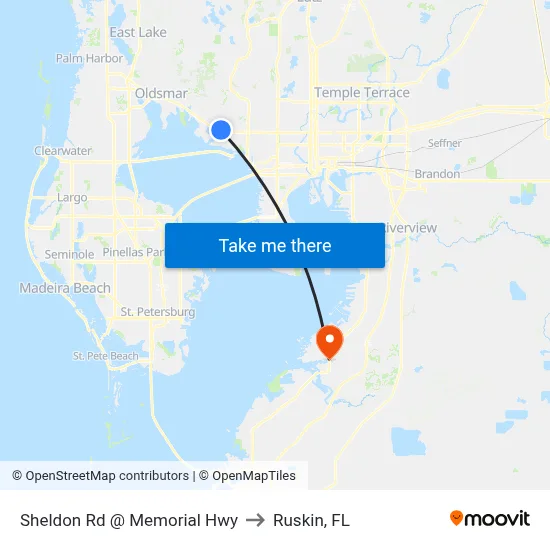 Sheldon Rd @ Memorial Hwy to Ruskin, FL map