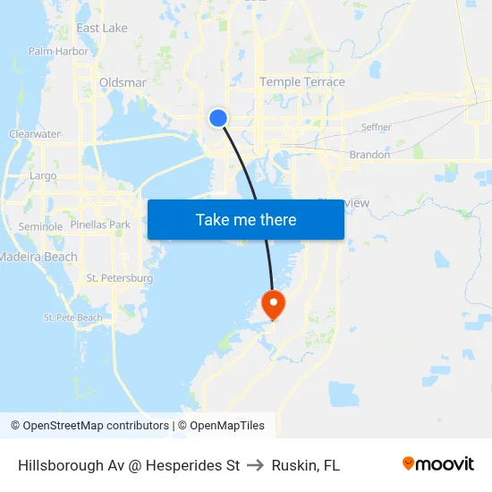 Hillsborough Av @ Hesperides St to Ruskin, FL map