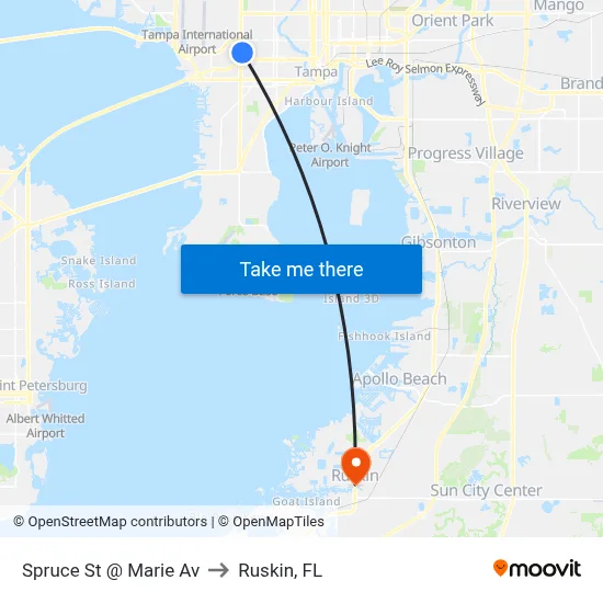 Spruce St @ Marie Av to Ruskin, FL map