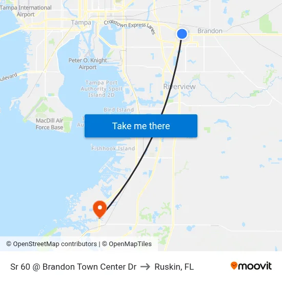 Sr 60 @ Brandon Town Center Dr to Ruskin, FL map