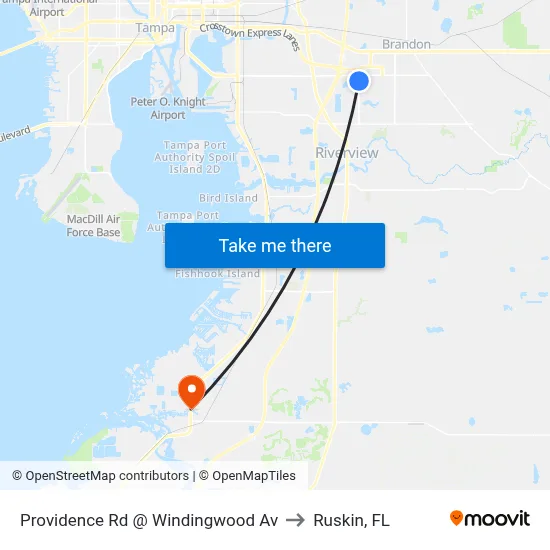 Providence Rd @ Windingwood Av to Ruskin, FL map