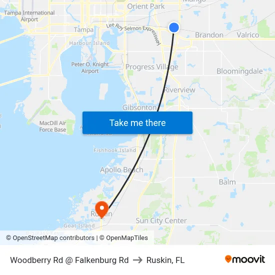 Woodberry Rd @ Falkenburg Rd to Ruskin, FL map
