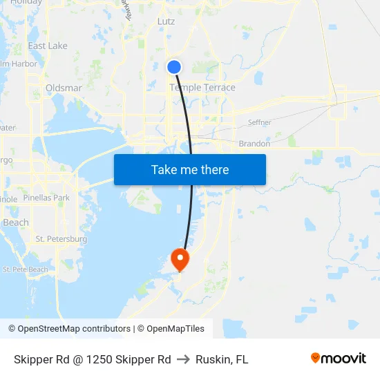 Skipper Rd @ 1250 Skipper Rd to Ruskin, FL map