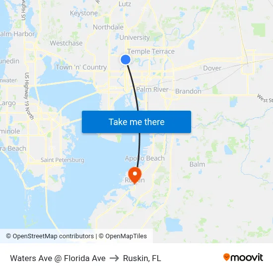 Waters Ave @ Florida Ave to Ruskin, FL map