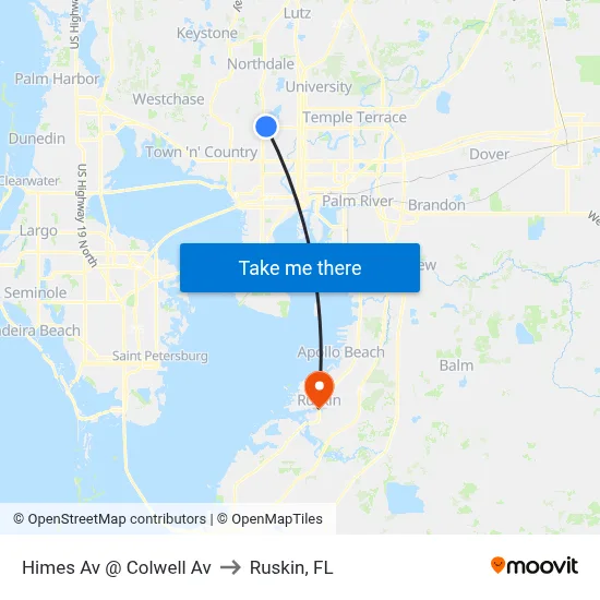 Himes Av @ Colwell Av to Ruskin, FL map