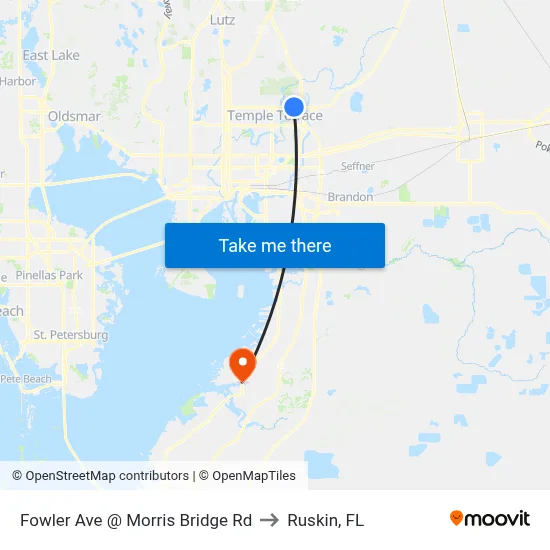 Fowler Ave @ Morris Bridge Rd to Ruskin, FL map
