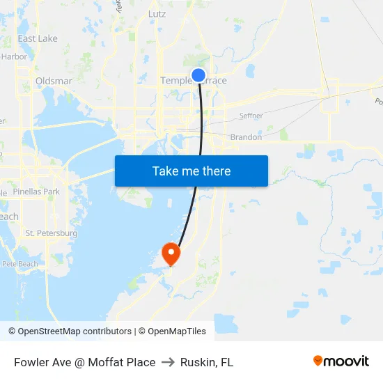 Fowler Ave @ Moffat Place to Ruskin, FL map