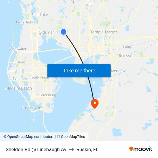 Sheldon Rd @ Linebaugh Av to Ruskin, FL map