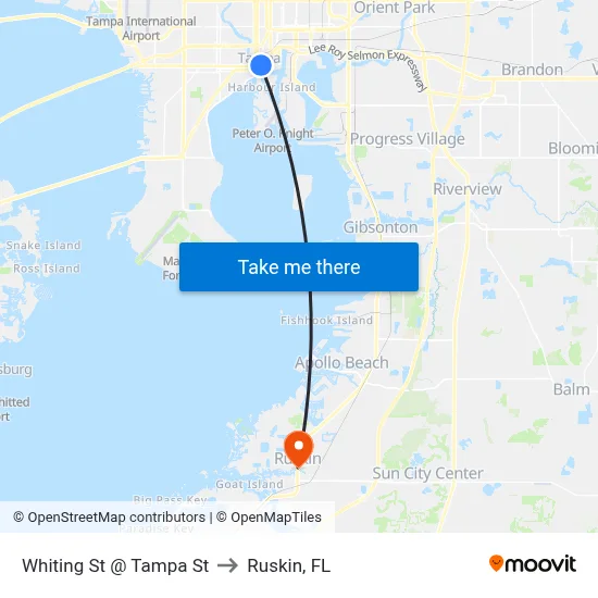 Whiting St @ Tampa St to Ruskin, FL map
