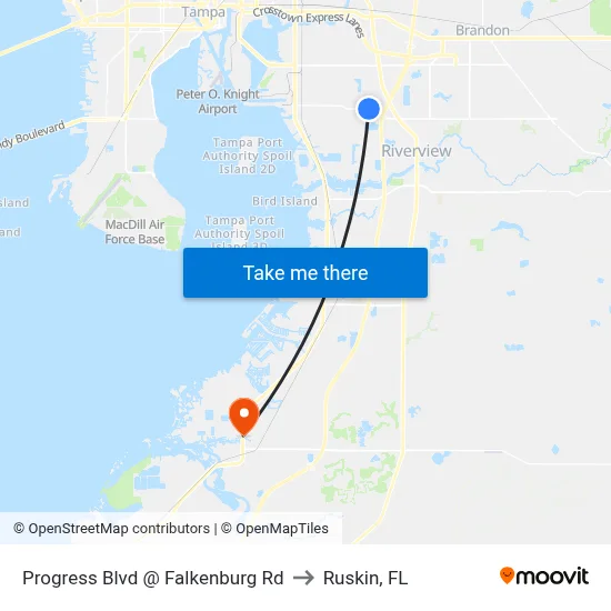 Progress Blvd @ Falkenburg Rd to Ruskin, FL map