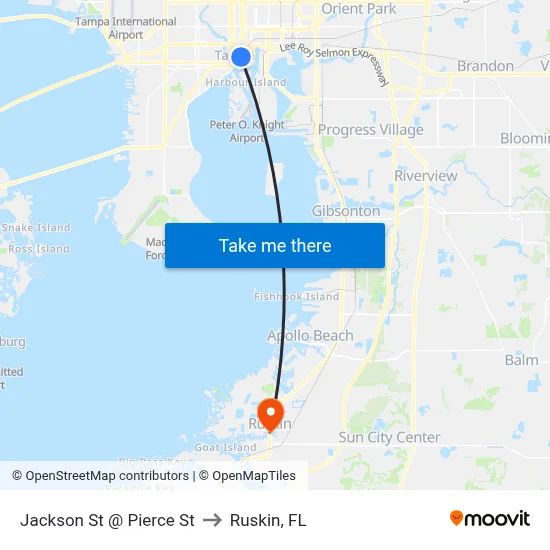 Jackson St @ Pierce St to Ruskin, FL map