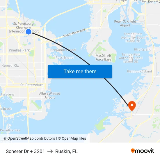 Scherer Dr + 3201 to Ruskin, FL map