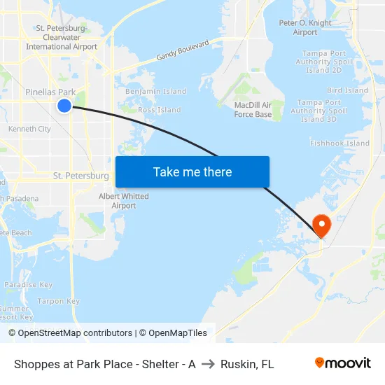 Shoppes at Park Place - Shelter - A to Ruskin, FL map