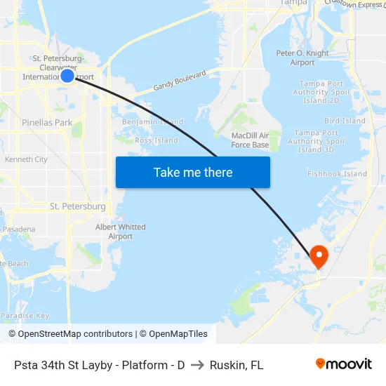 Psta 34th St Layby - Platform - D to Ruskin, FL map
