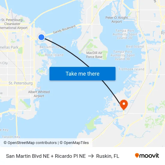San Martin Blvd NE + Ricardo Pl NE to Ruskin, FL map