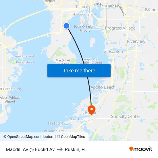 Macdill Av @ Euclid Av to Ruskin, FL map