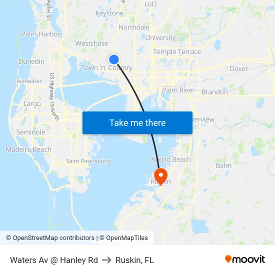 Waters Av @ Hanley Rd to Ruskin, FL map