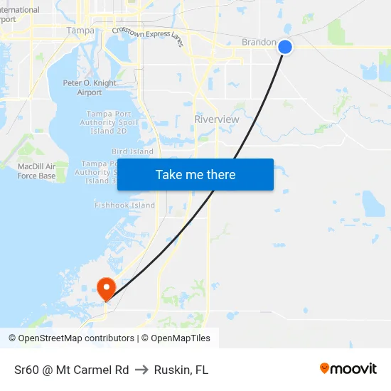 Sr60 @ Mt Carmel Rd to Ruskin, FL map