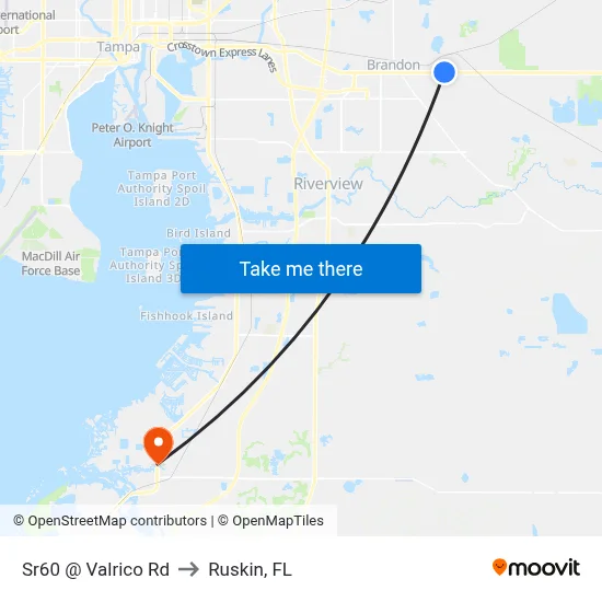 Sr60 @ Valrico Rd to Ruskin, FL map