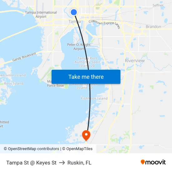 Tampa St @ Keyes St to Ruskin, FL map