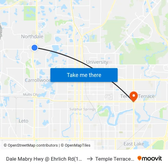 Dale Mabry Hwy @  Ehrlich Rd(15042) to Temple Terrace, FL map