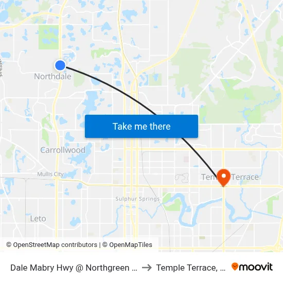 Dale Mabry Hwy @ Northgreen Av to Temple Terrace, FL map