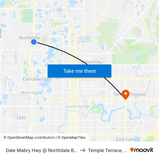 Dale Mabry Hwy @ Northdale Blvd to Temple Terrace, FL map