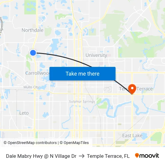 Dale Mabry Hwy @ N Village Dr to Temple Terrace, FL map