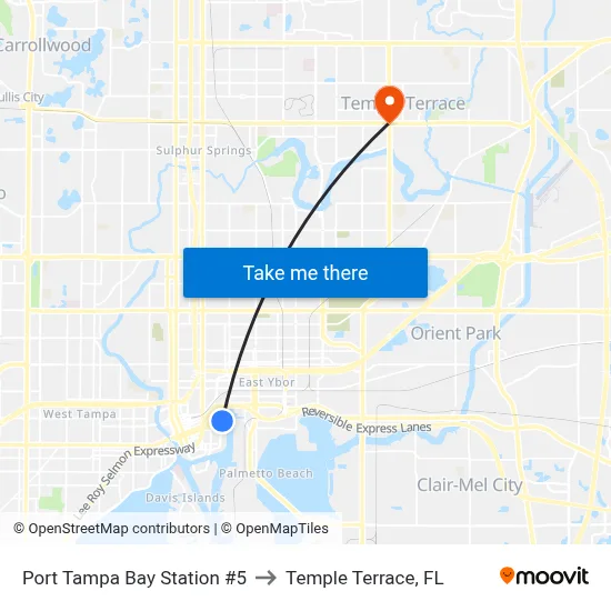 Port Tampa Bay Station #5 to Temple Terrace, FL map