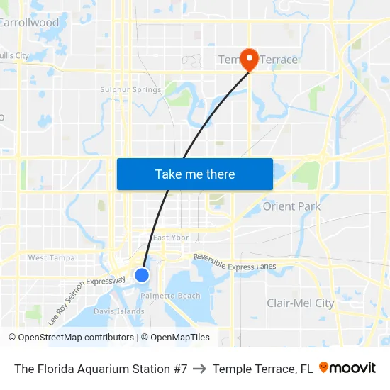 The Florida Aquarium Station #7 to Temple Terrace, FL map